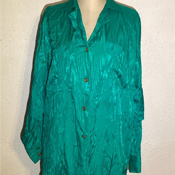Holly Sharp vintage green open back blouse size 0/S - Picture 8 of 11